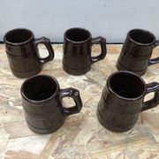 Serie 5 tasses chopes miedzygorze céramique marron vintage