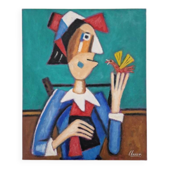 Roland Chanco (1924-2017), friend of Picasso - Oil on canvas, Funny bird