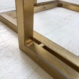 Table octogonale en verre et laiton années 70