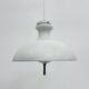 Vintage glass hanging lamp with metal shade minimalist design, 1970s