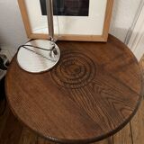 Circular wooden coffee table tripped tripod tripod