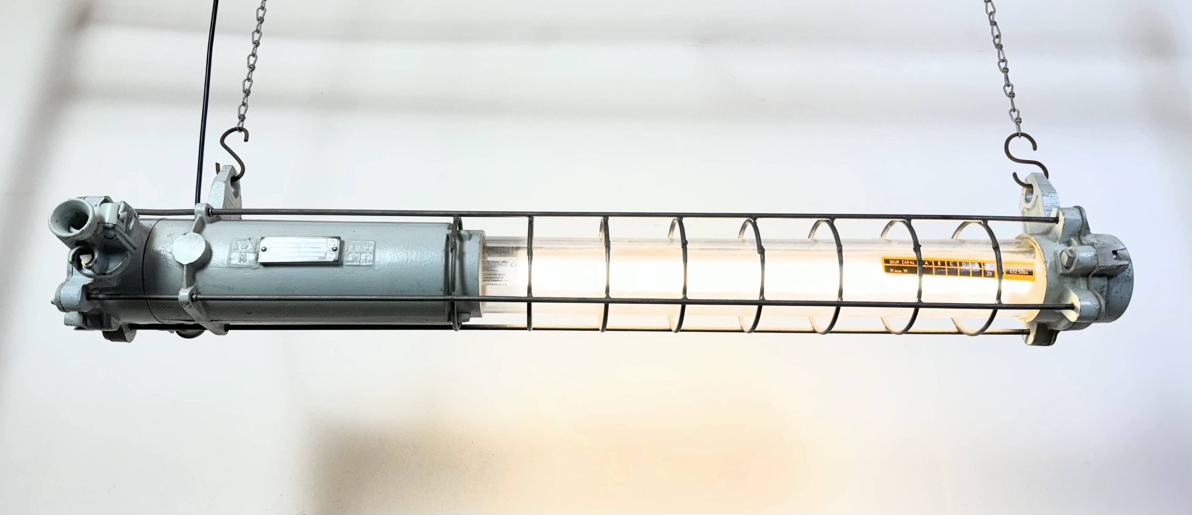 Grey Industrial Hanging Tube Light from Elektrosvit, 1980s