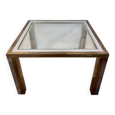 Table basse chrome et laiton, 1970