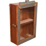 Burmese teak wall display case with original polychrome patina