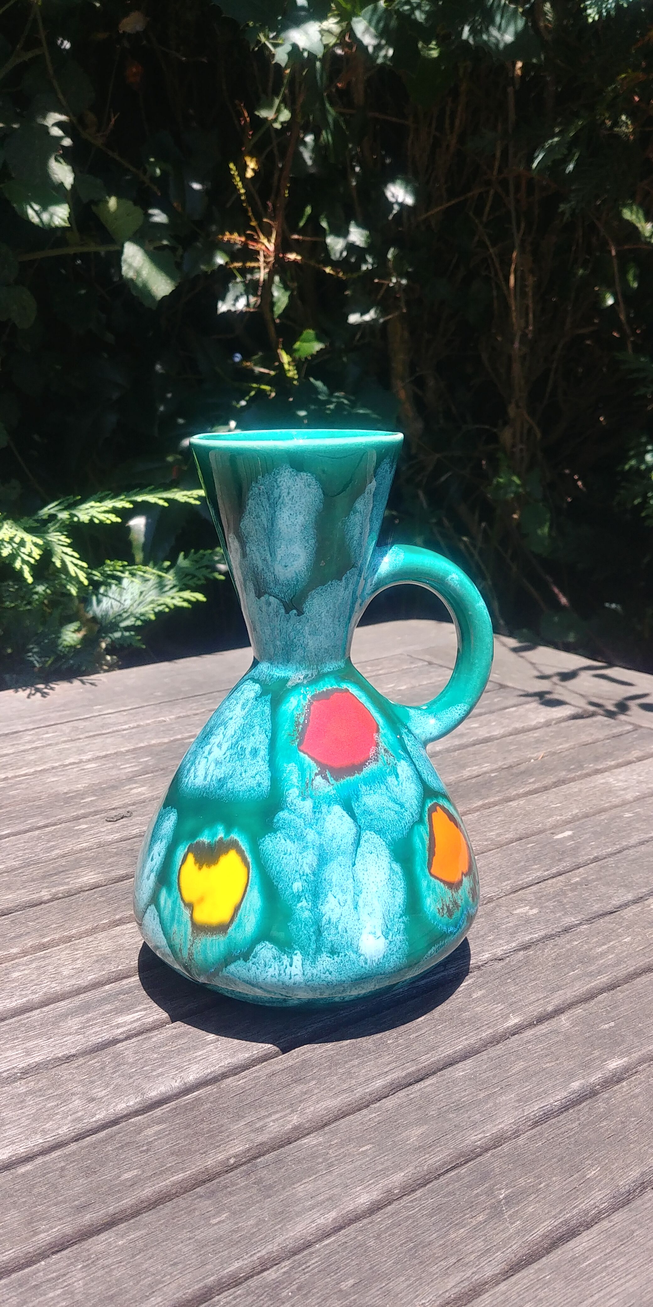 Small vase in glazed ceramic Vintage 60s signed Elise