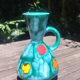 Small vase in glazed ceramic Vintage 60s signed Elise