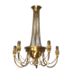 Neoclassical style brass chandelier decorated with pearl garlands