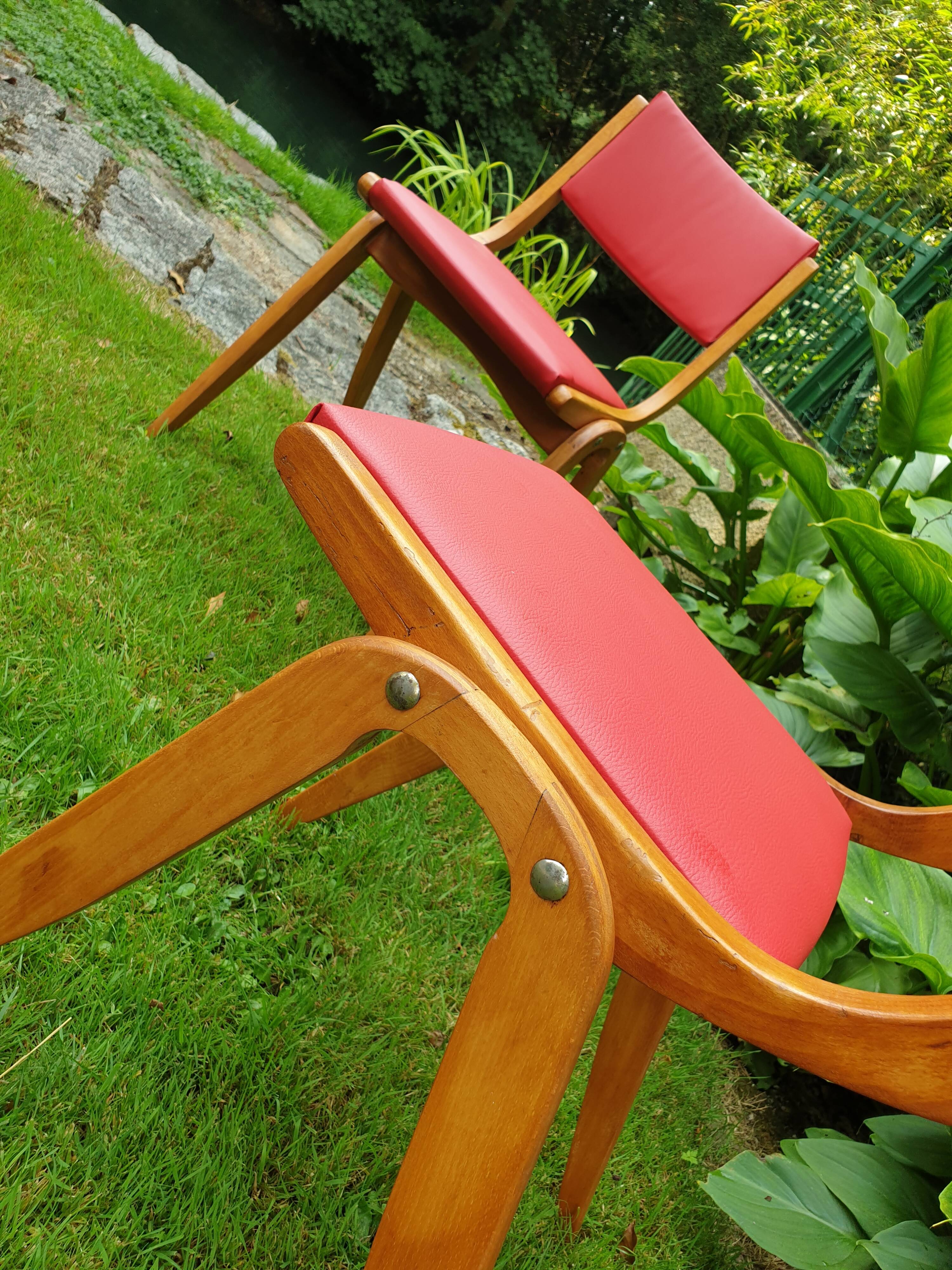 Pair of Mid-Century Boomerang Chairs
