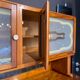 Buffet Double Corps Vintage Art Déco / Populaire en Bois Blond
