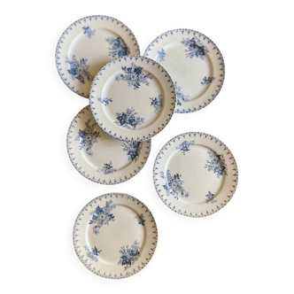 Set of 6 old dessert plates - Flore de Sarreguemines