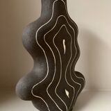 Raw black stoneware vase