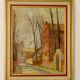 Oil painting on Swedish canvas from the mid-1940s "Street" by Sven Bertil Berg – Vintage and framed.