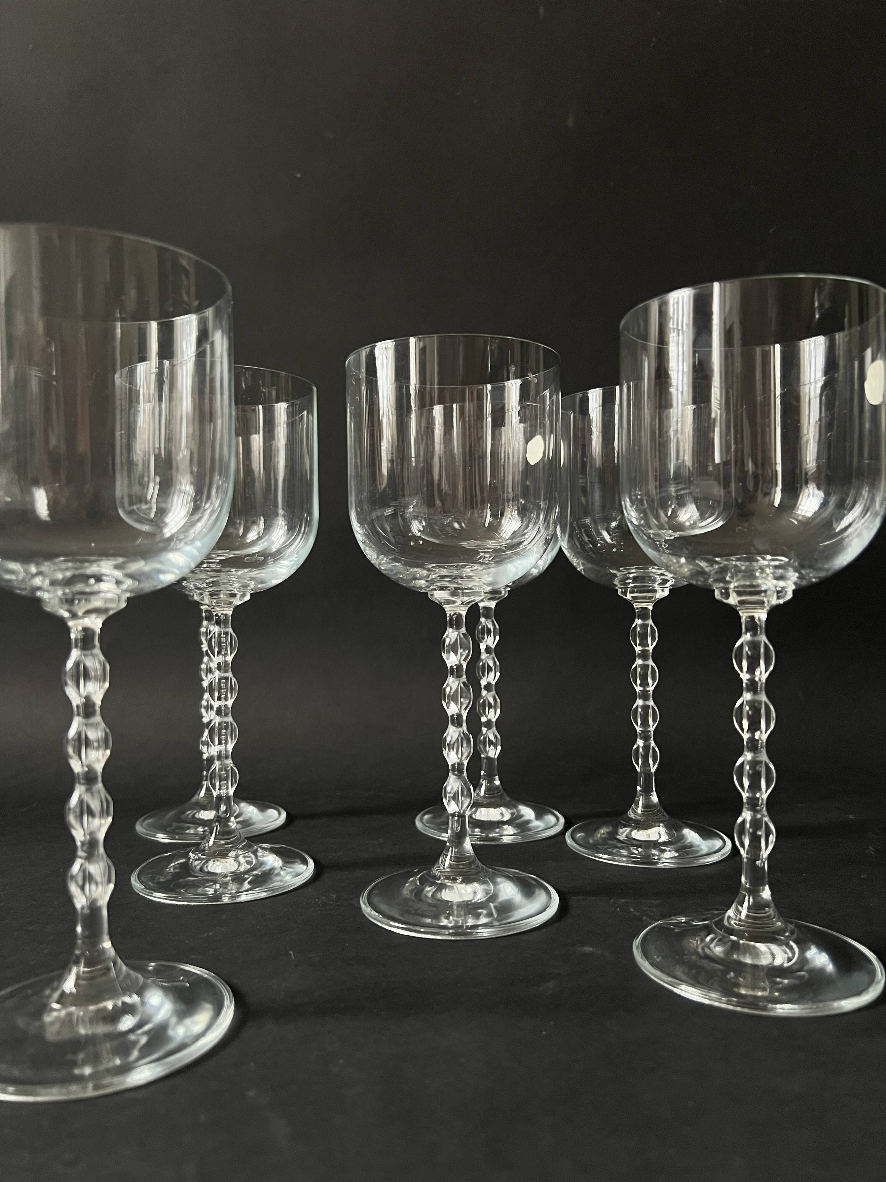 set of 8 genuine crystal wine glasses with Venetian beads