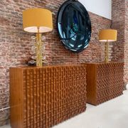 Contemporary Craftsmanship Solid Wood Pair of Brutalist Italian Sideboards