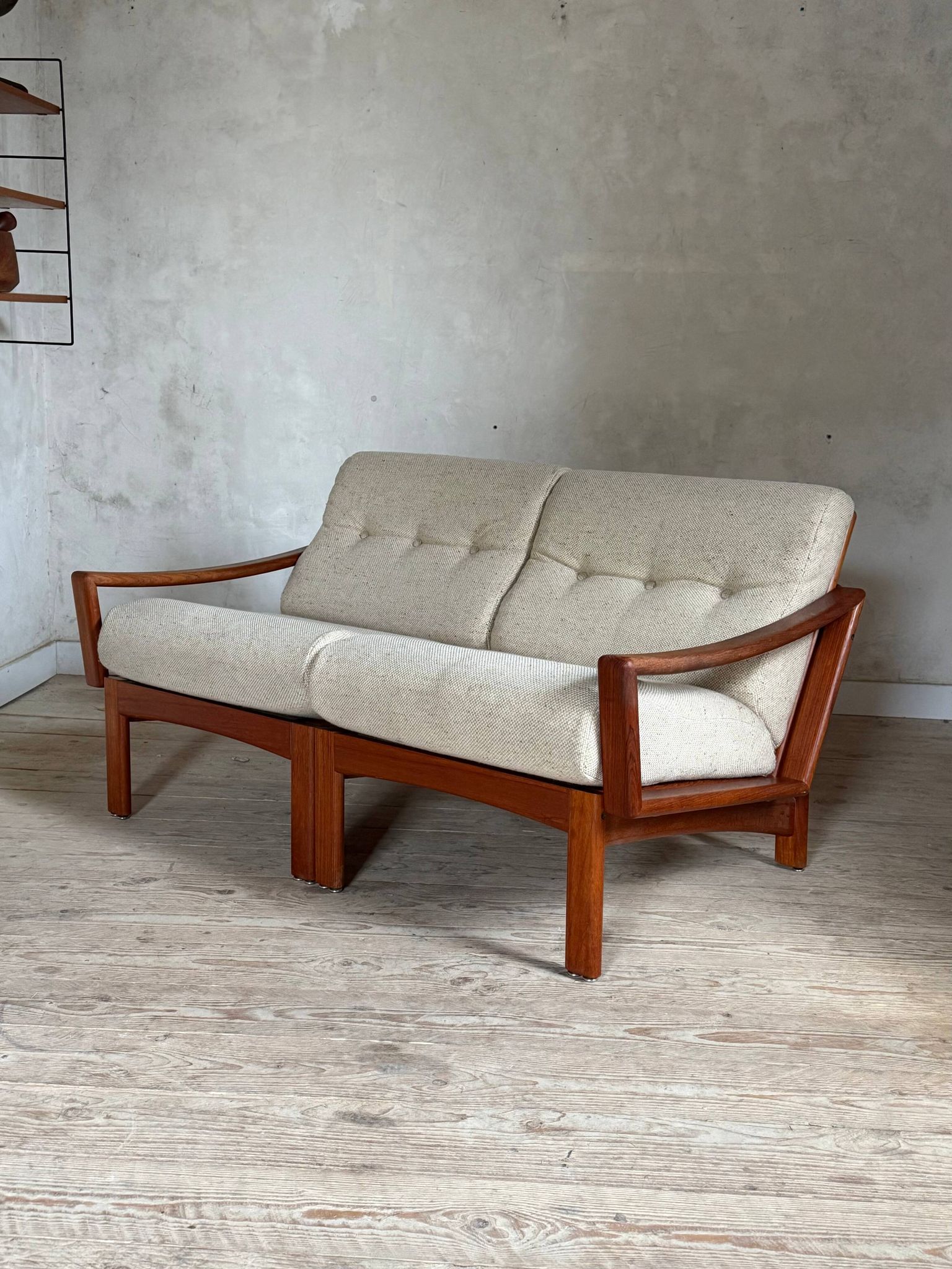 Scandinavian teak 2-seater banquette sofa Kirsten & Sven E. Jensen