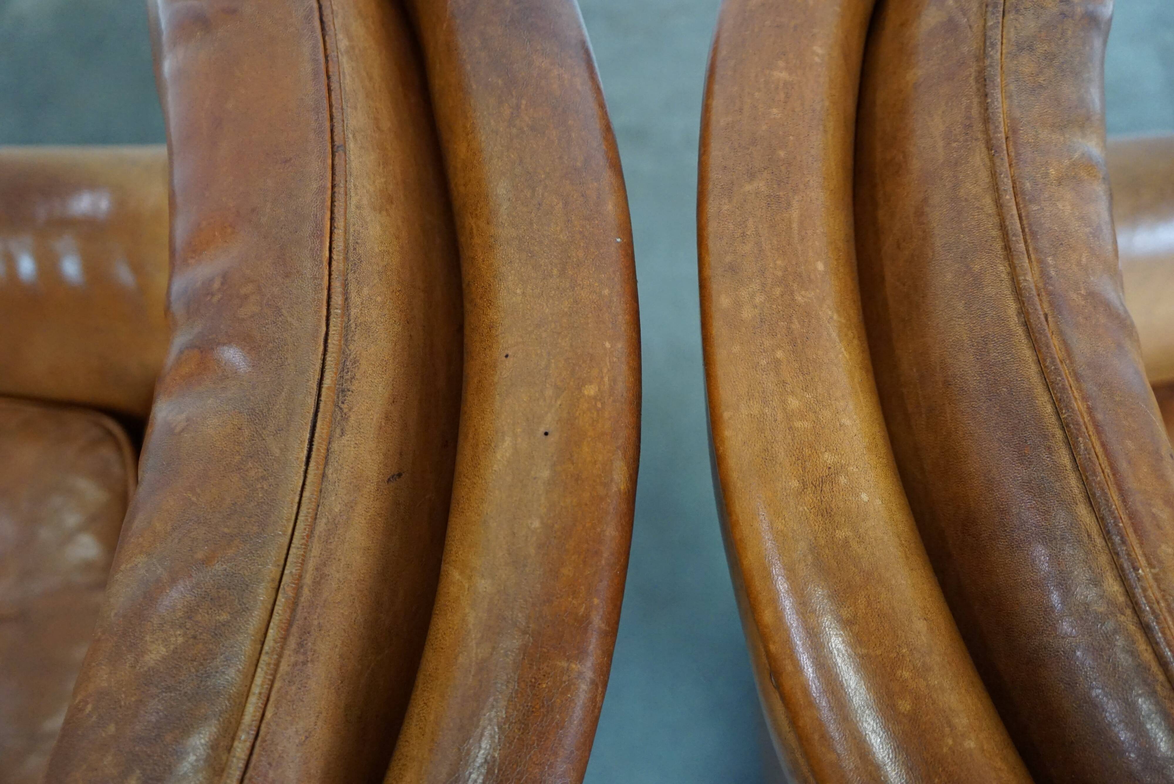 Set of two super rugged and very comfortable sheep leather armchairs