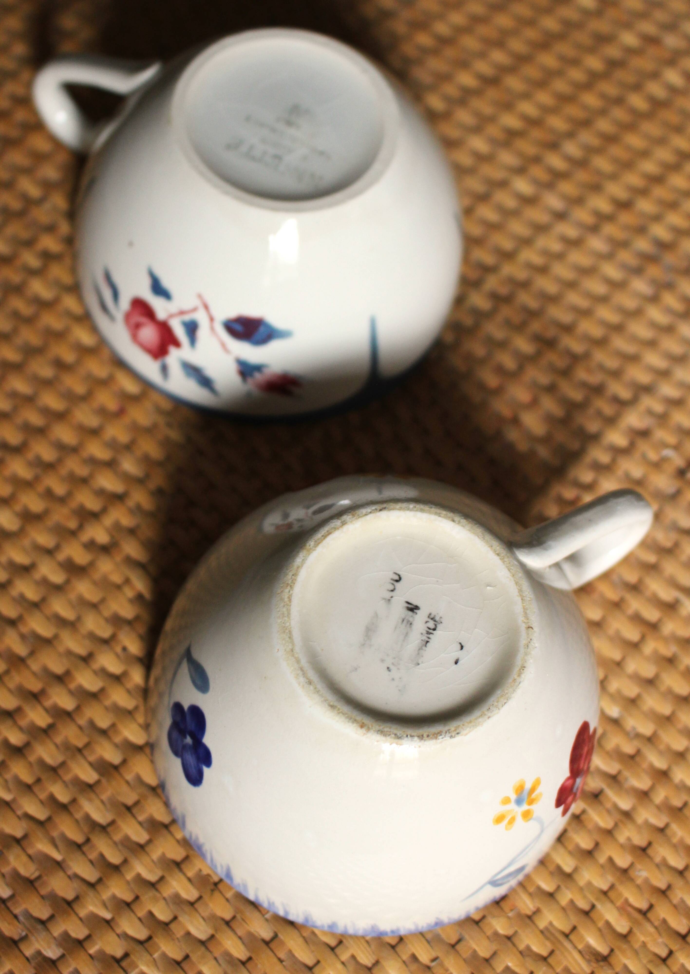 Set of 2 Blue Ninette Marie Lou Digoin Sarreguemines cups