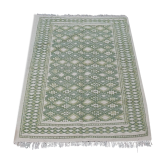 Tapis margoum vert et blanc fait main 180x125cm