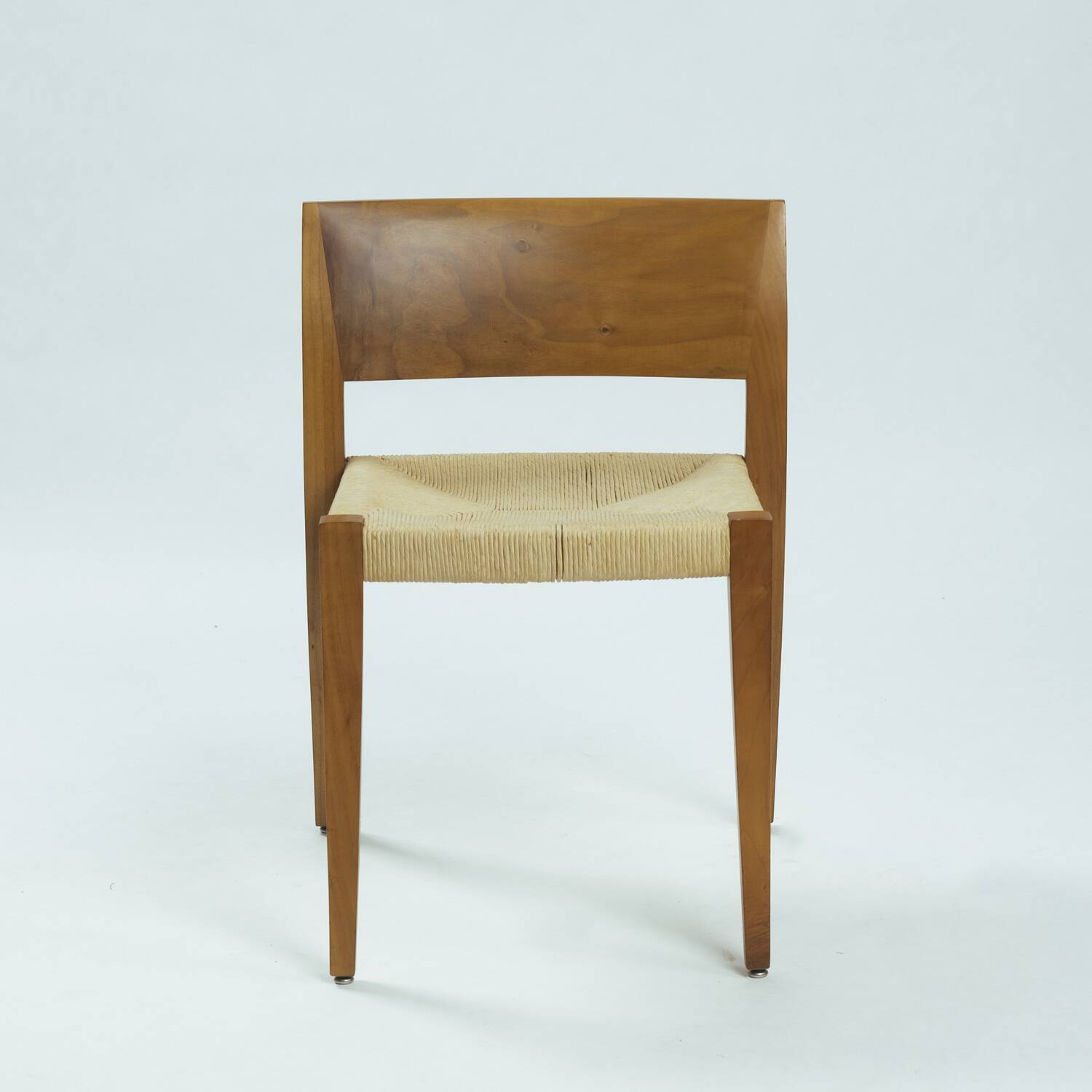 Walnut Molteni & C dining chairs with papercord seating, Italy, 1990s