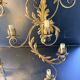 Pair of Golden Florentine Wall Lights 1950s 1960s Hollywood Regency 7 Lights