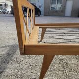 Vintage bed with compass feet from the 1950s