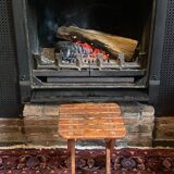 Pair of vintage folding wooden stools from Tyrol mountain