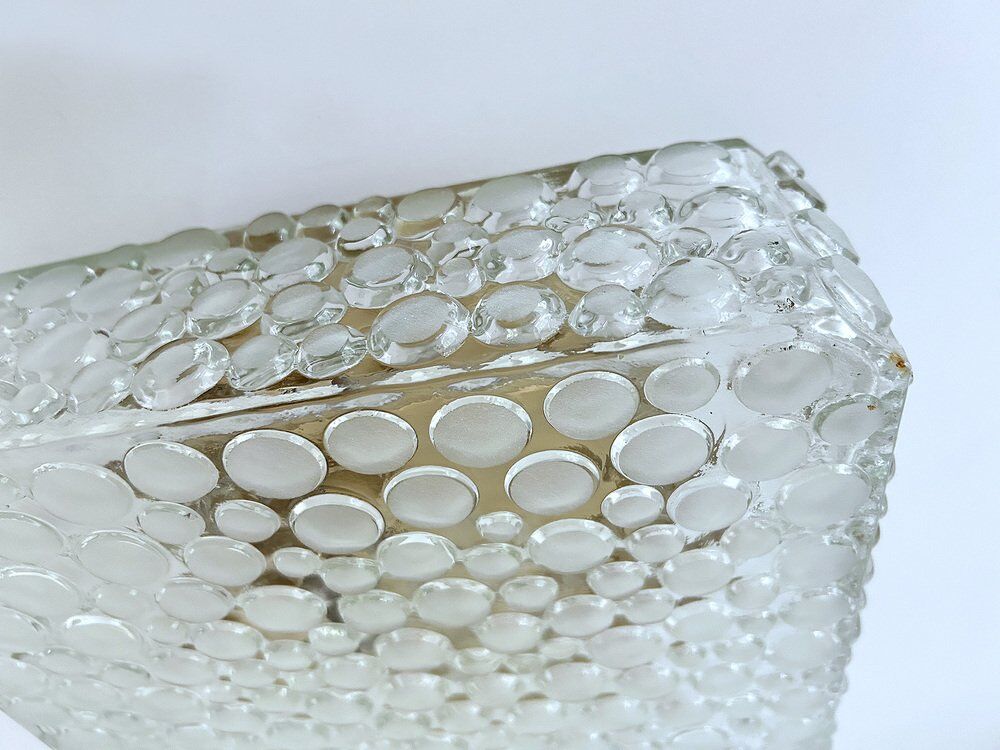 Plafonnier en verre bullé vintage, années 1970