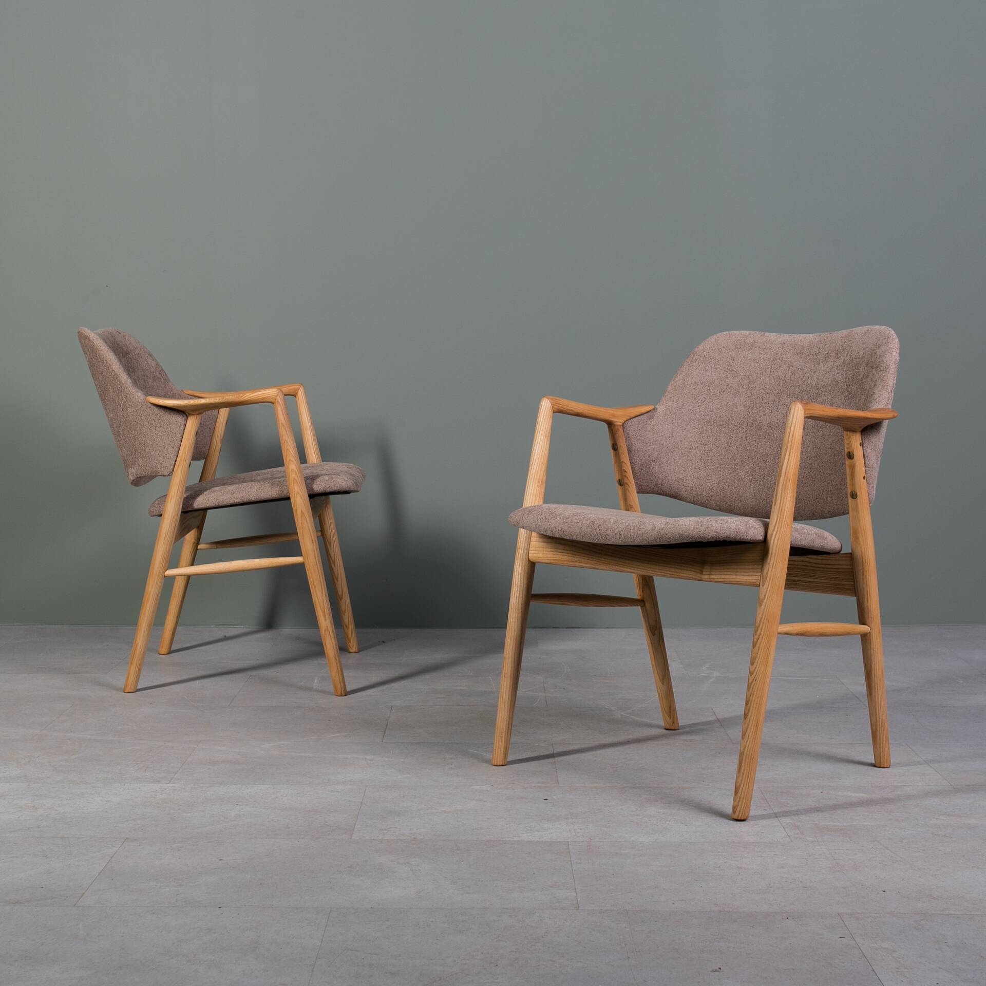 Designer Scandinavian Ash Wood Armchairs