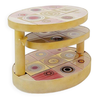French pink ceramic swivel coffee table by Georges Pelletier, 1960s.