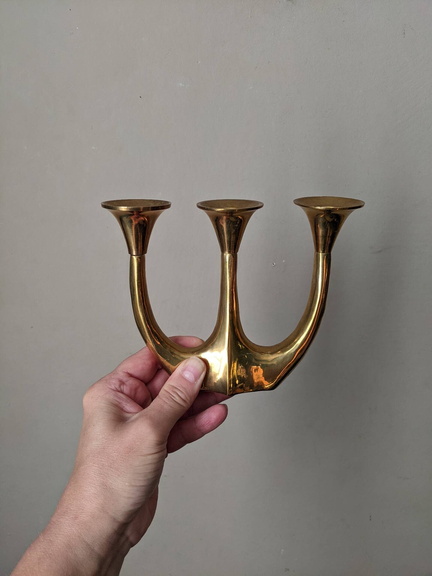 Three-branch brass candlestick Scandinavian country decoration