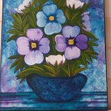 Canvas blue flowers