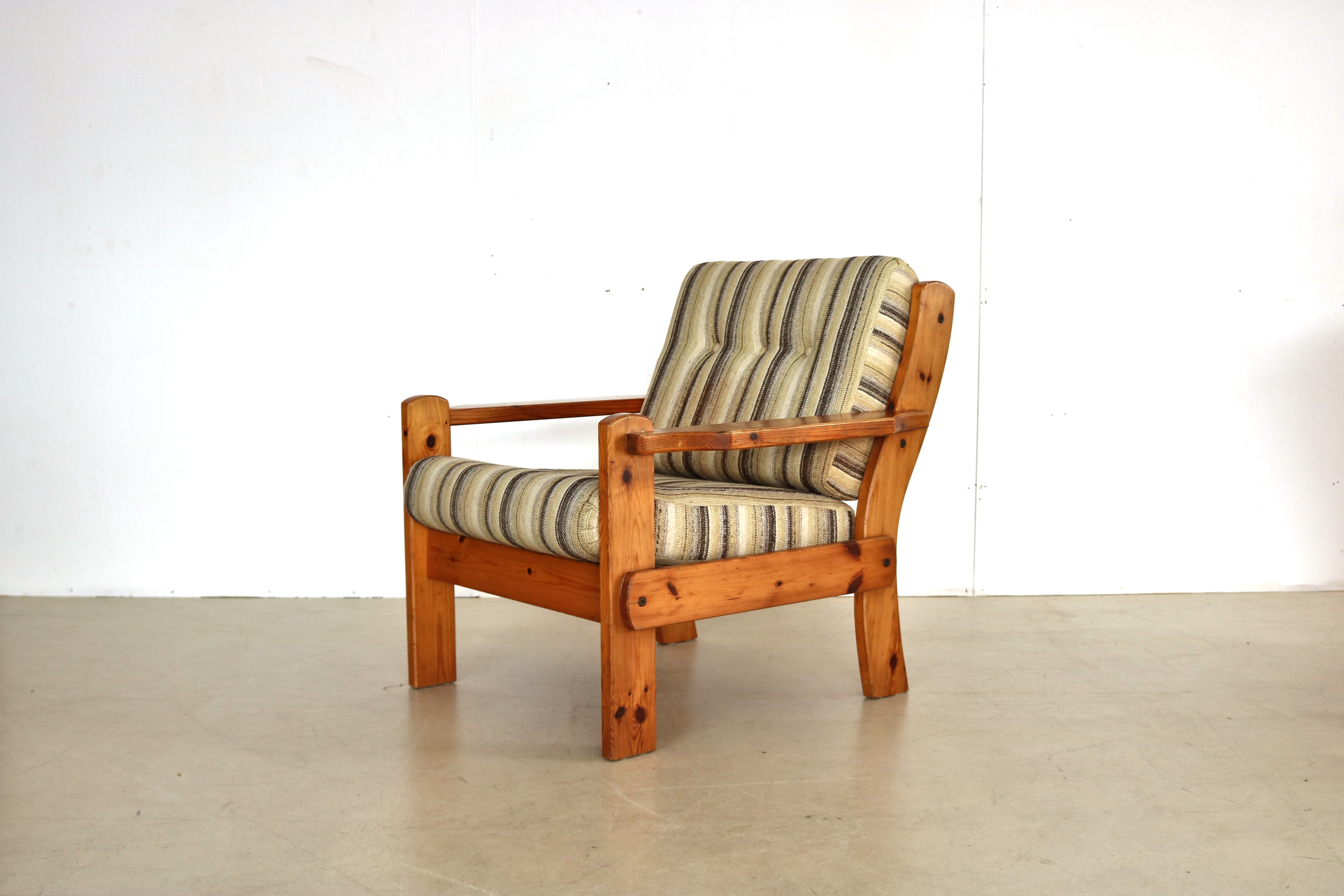 Vintage armchairs brutalist pine, 60's