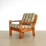 Vintage armchairs brutalist pine, 60's