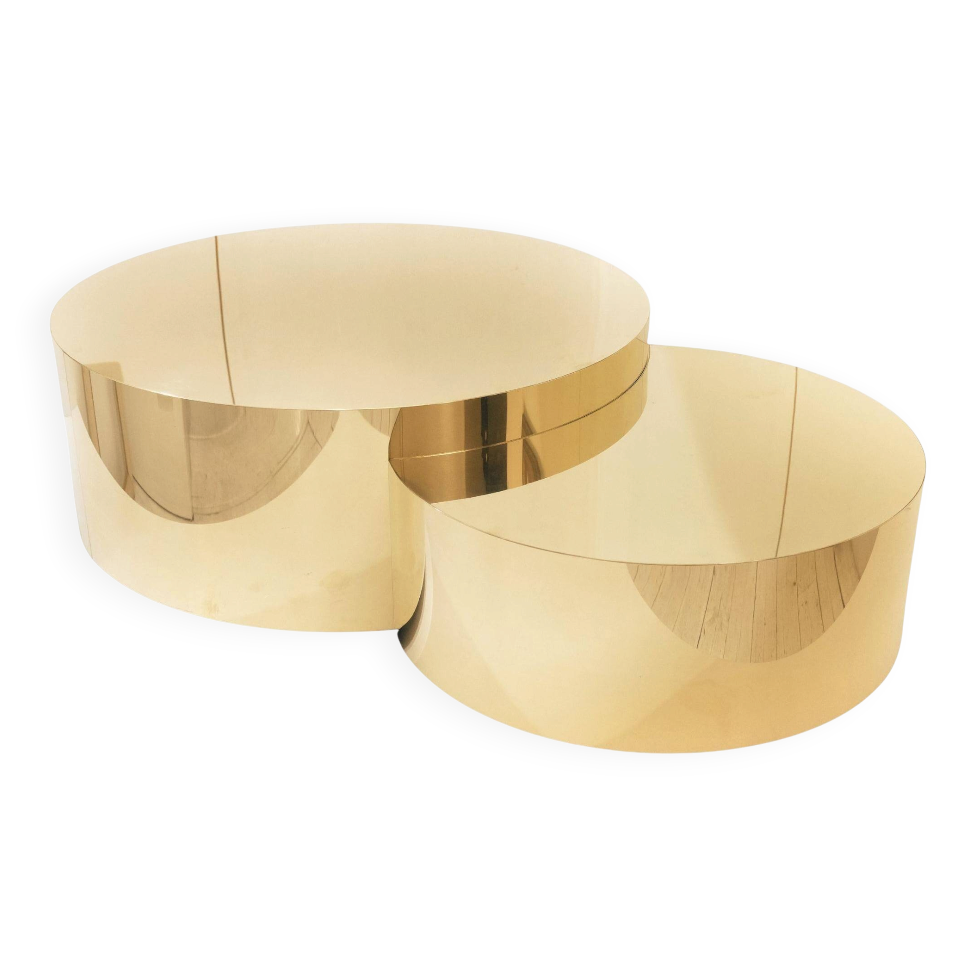 Contemporary handcrafted brass coffee table, Lune collection.