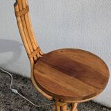 Vintage bamboo rattan floor lamp, with shelf