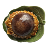 Butter dish in slip leaf and sunflower flower