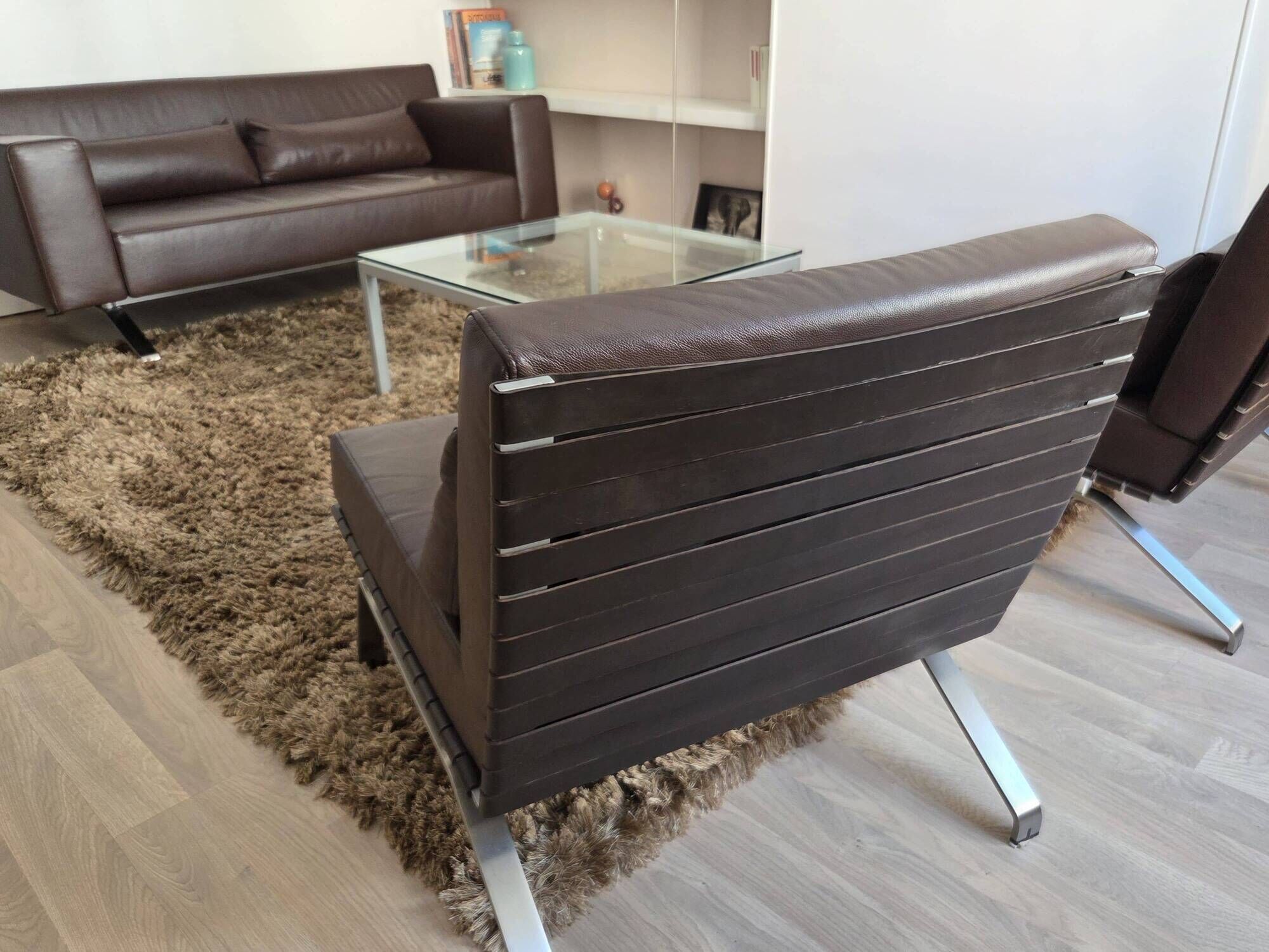2 ligne roset flexus armchairs – full-grain leather