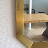 Modernist brass and glass console table & mirror. 1970s