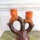 1960s ceramic two-branch candlestick chandelier