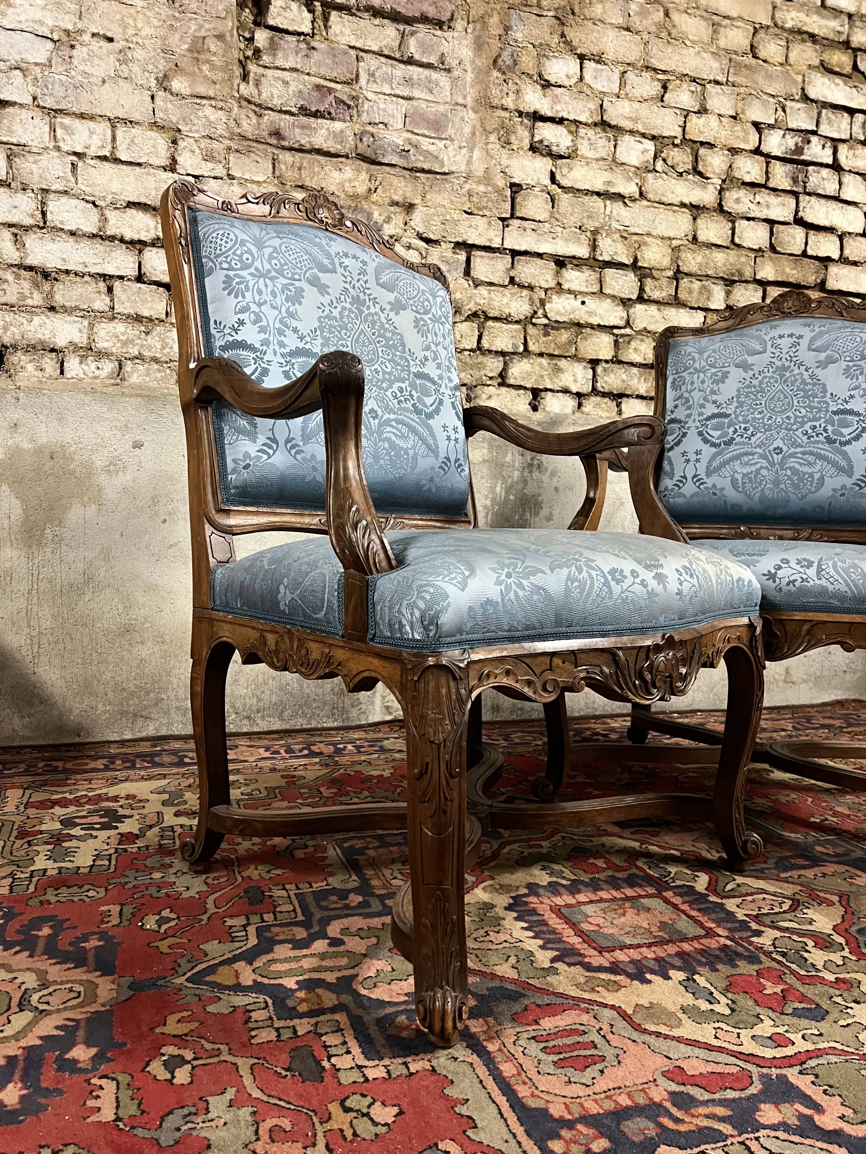 Pair of natural wood armchairs in regency style 19th century