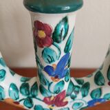 Pair of Monaco Cerart candlesticks floral decor 1950 1960