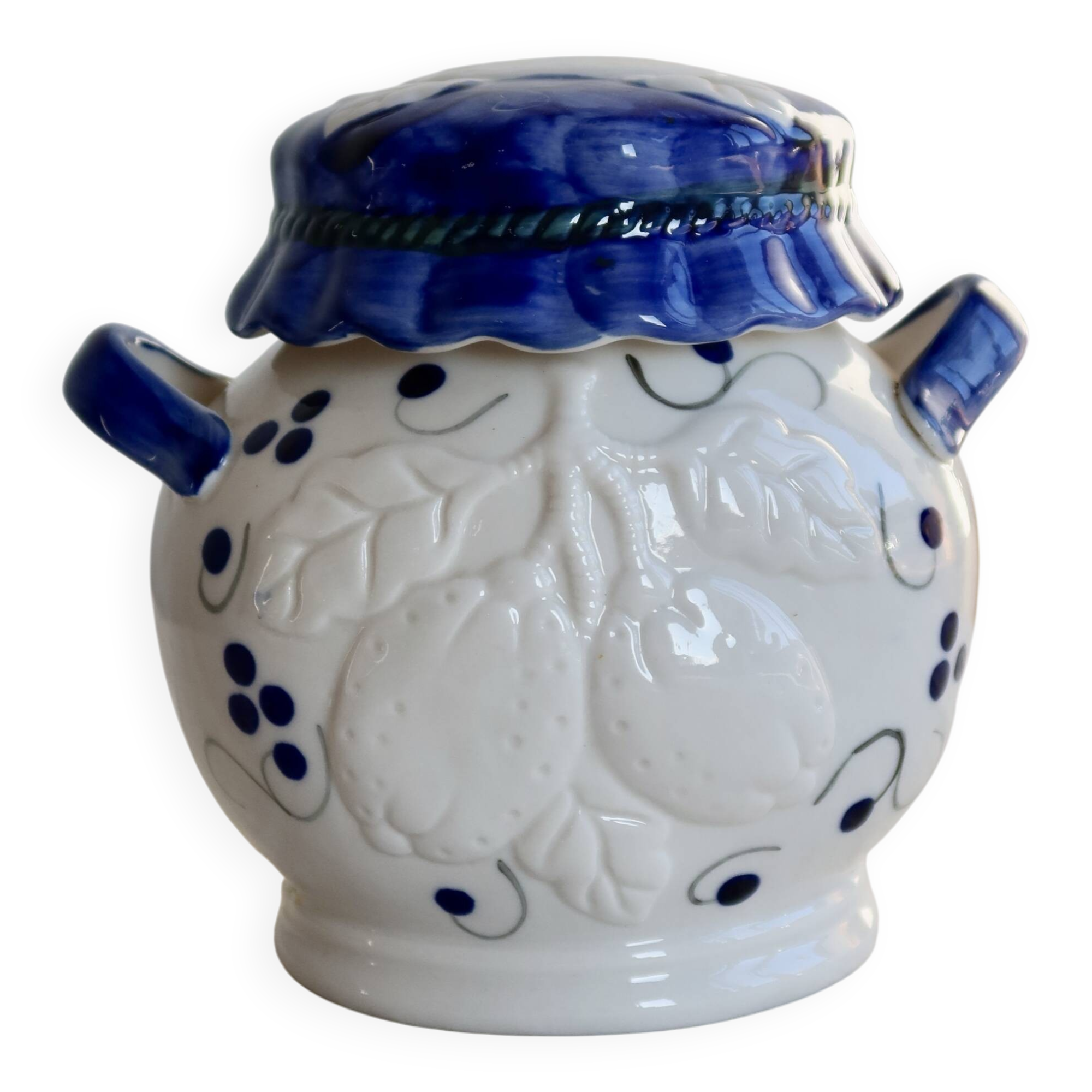Bonbonnière vintage porcelaine décor citron – Style méditerranéen barbotine