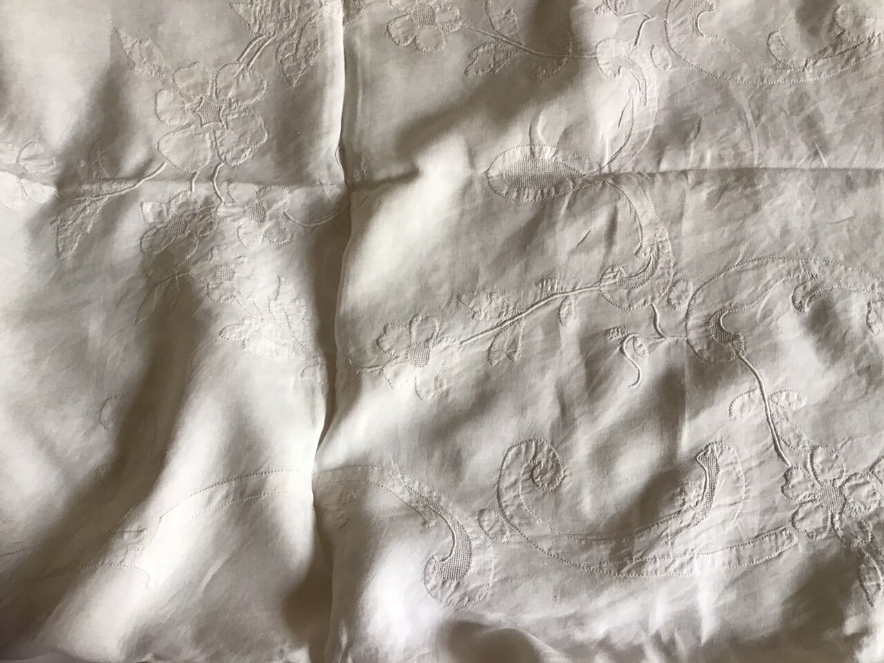 Large white ceremonial tablecloth