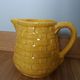 Digoin Sarreguemines barbotine pitcher with wicker decor