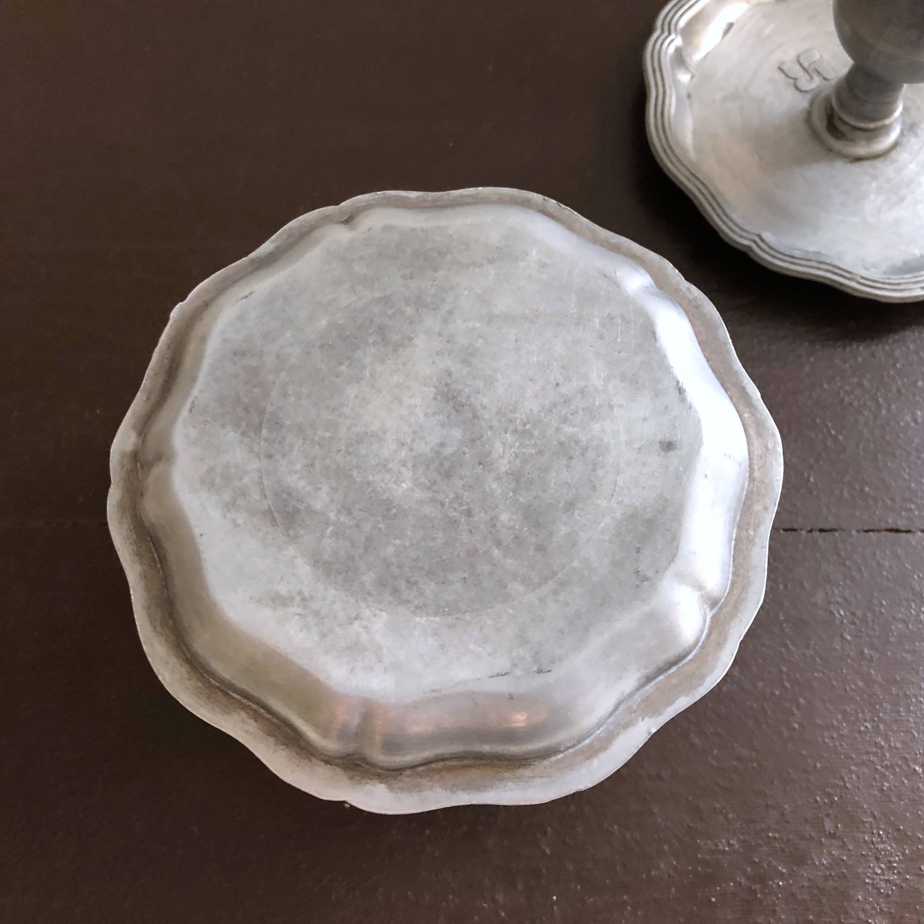 Pair of pewter table candlesticks