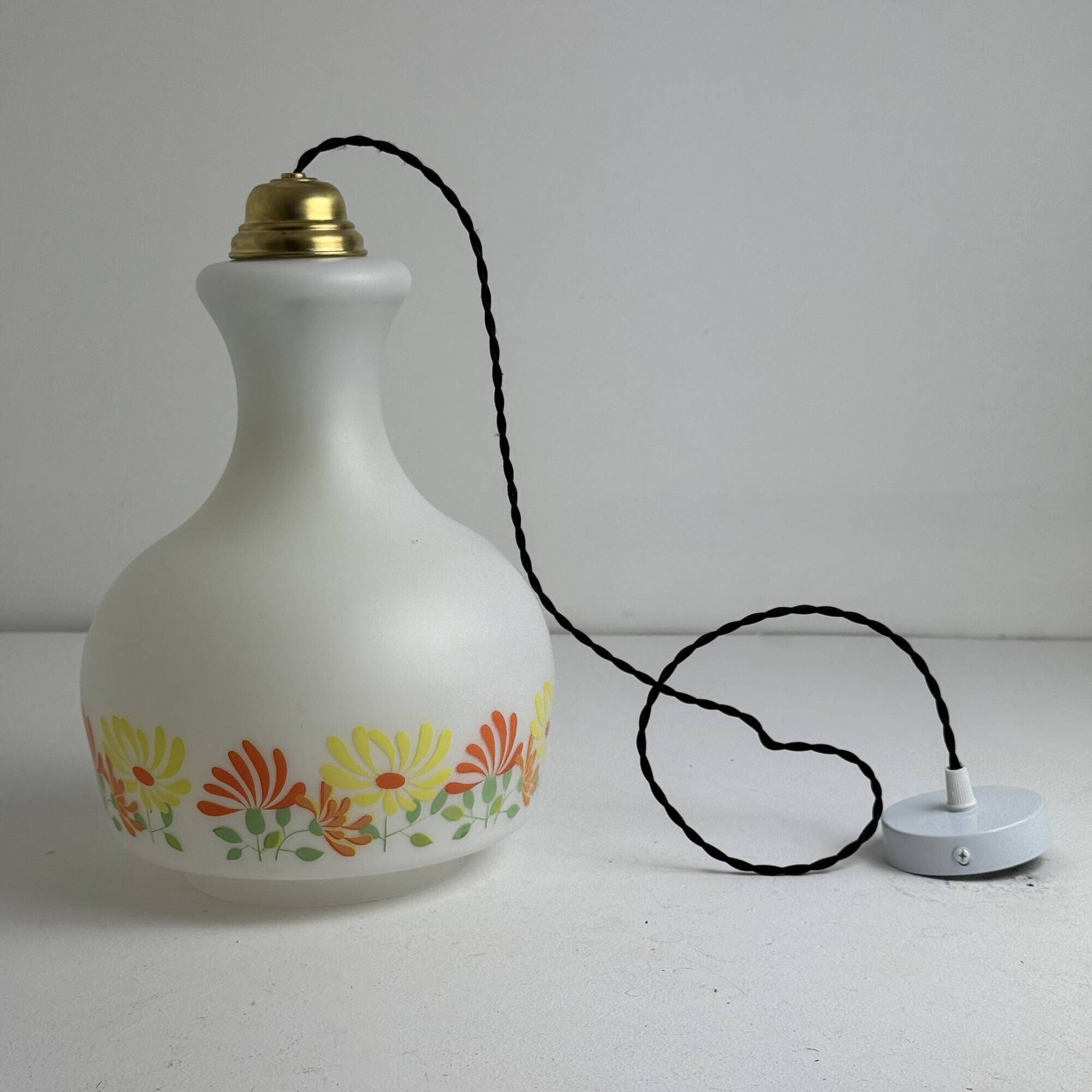 ANCIENNE GRANDE SUSPENSION OPALINE 1970 VINTAGE