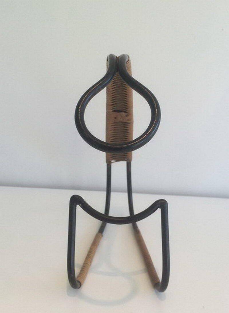 Lacquered metal and rattan bottle holder