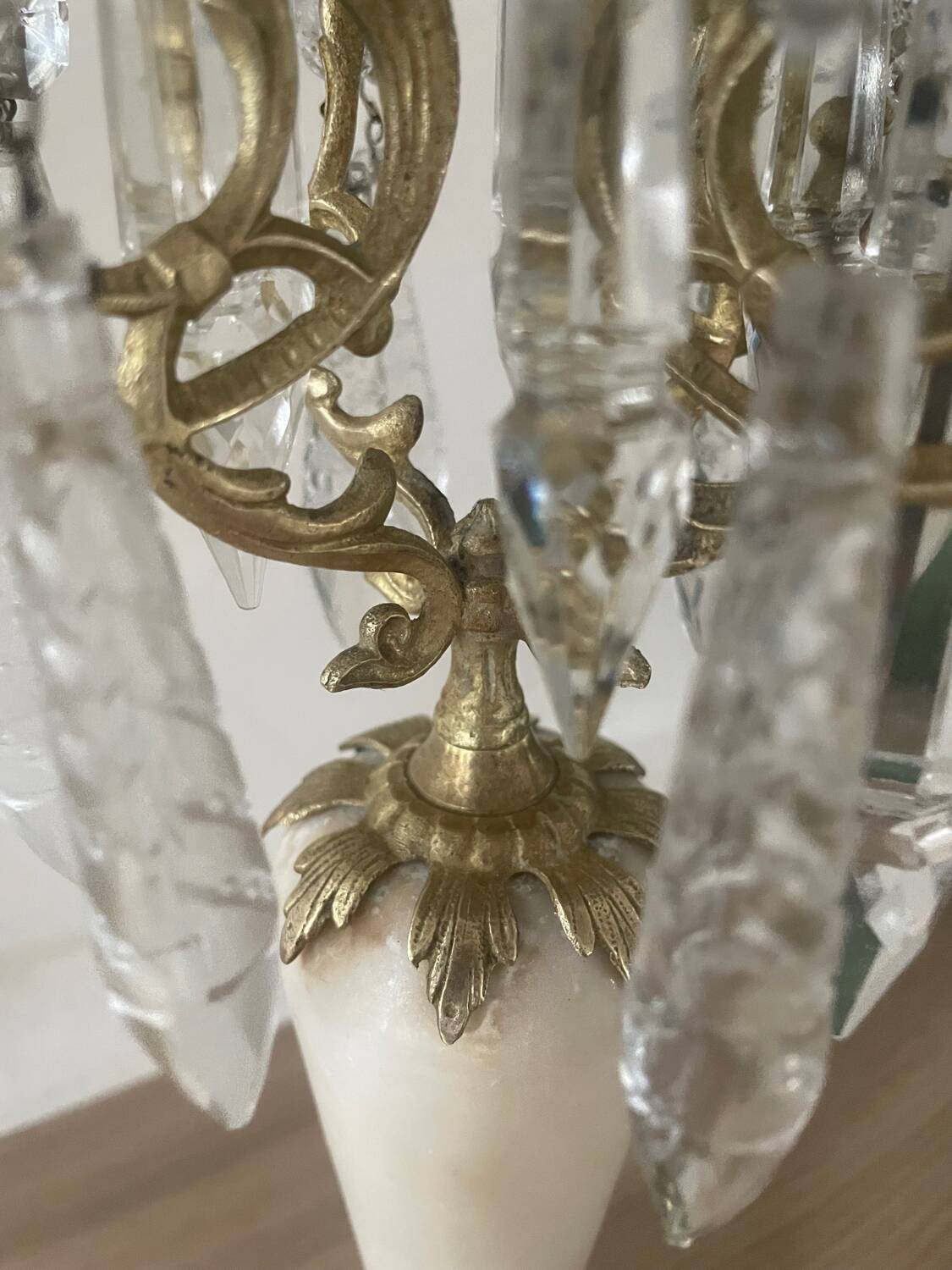 19th century marble, brass and tassel chandelier