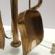 Brass, Iron and Thick Glass Fireplace Tools Set attr. to Fontana Arte