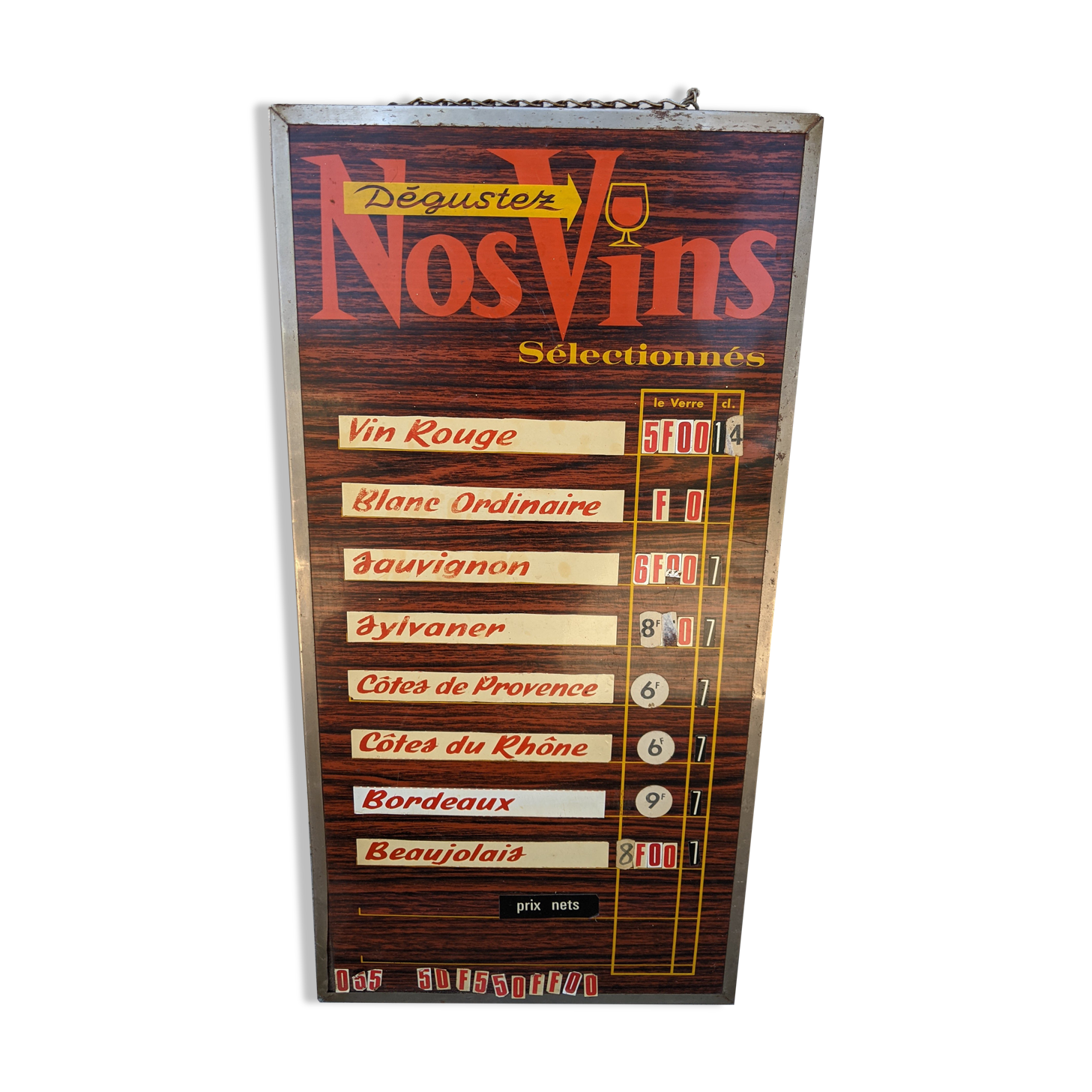 Old bistro consumption board panel